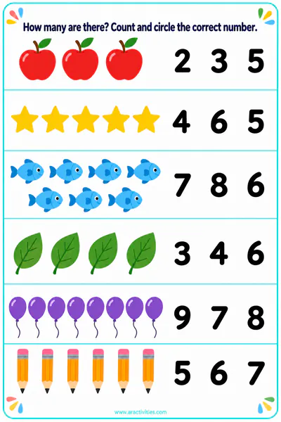 Free Grade 1 count and choose the correct number worksheet preview